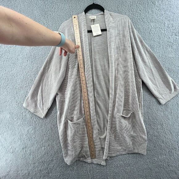 NWT DONNI Sandwash Stripe Ribbed Long Open Front Cardigan Sweater Women’s OS - Picture 5 of 12